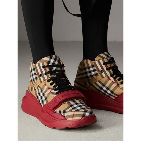 burberry womens high top sneakers|burberry vintage check sneakers.